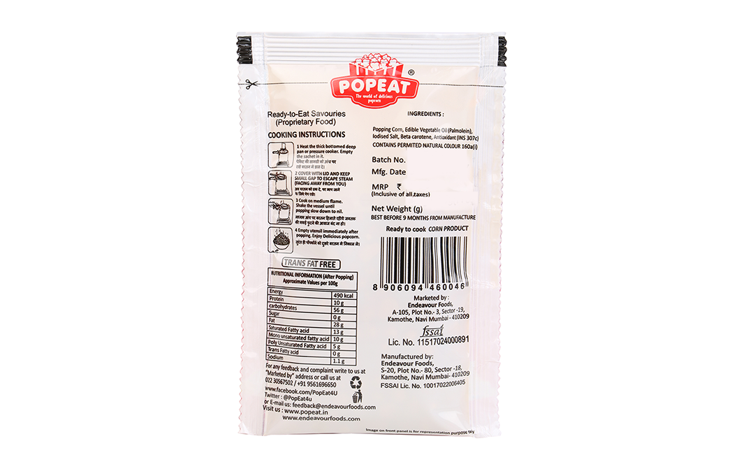 PopEat Delicious Popcorn Golden Delight Flavour   Pack  60 grams